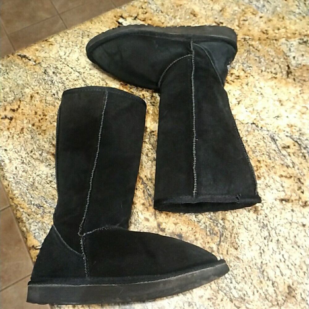 UGG 5815 Womens Classic Tall Sheepskin Lined Winter Boots Black Suede Size 6 - Picture 7 of 12